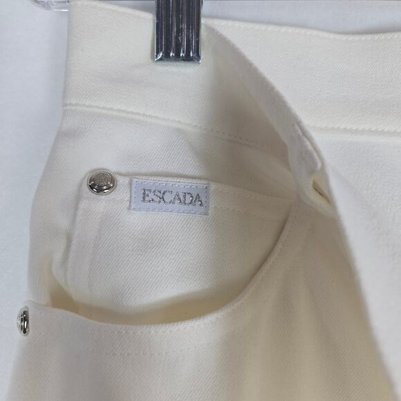 Escada Women's Large Off White Cotton Cropped Pants Size 12 Size 42 Large  #914 - Picture 3 of 9